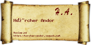 Hörcher Andor névjegykártya